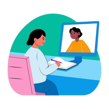 Girl taking online lecture  Illustration