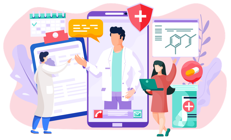 Girl taking online medical consultation  Illustration