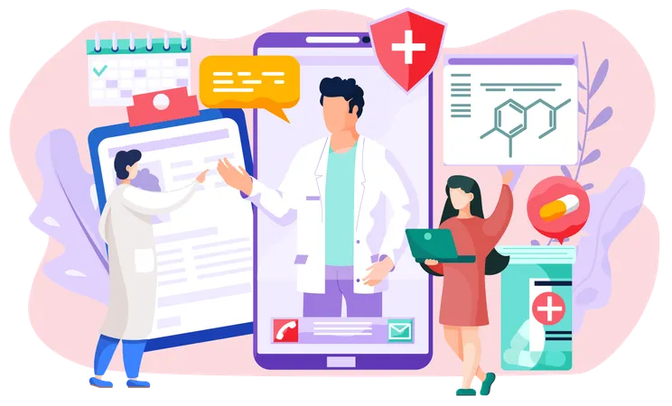 Girl taking online medical consultation  Illustration