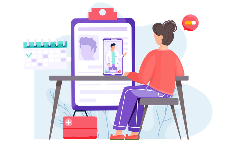 Girl taking online medical consultation  Illustration