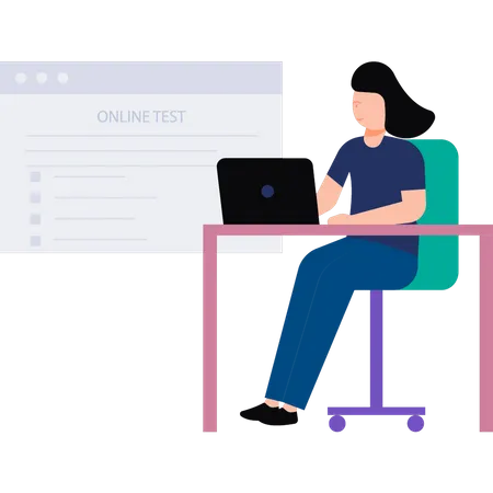 Girl taking online test  Illustration