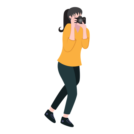 Girl Taking Photos  Illustration