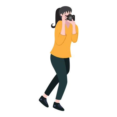 Girl Taking Photos  Illustration