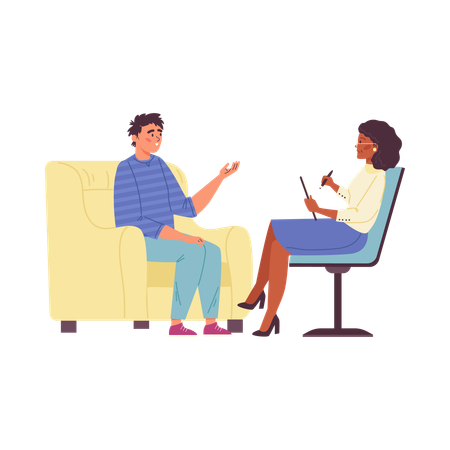 Girl taking Psychologist therapy session  Illustration
