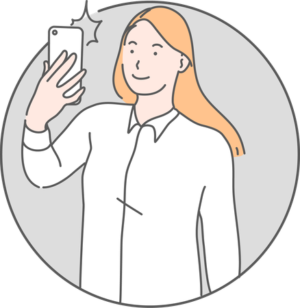 Girl Taking Selfie  Illustration