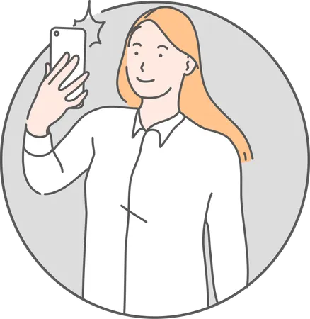 Girl Taking Selfie  Illustration