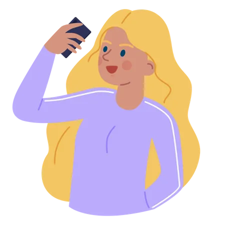 Girl taking selfie Illustration