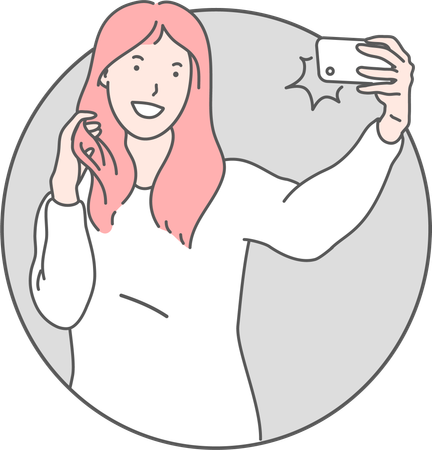 Girl Taking Selfie  Illustration