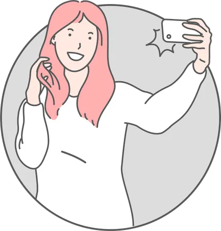 Girl Taking Selfie  Illustration