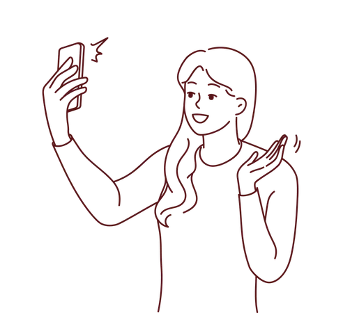 Girl taking selfie  Illustration