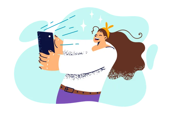 Girl taking selfie  Illustration