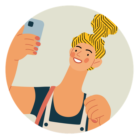 Girl taking selfie  Illustration