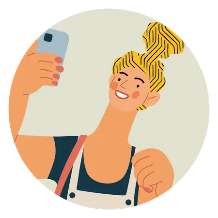 Girl taking selfie  Illustration