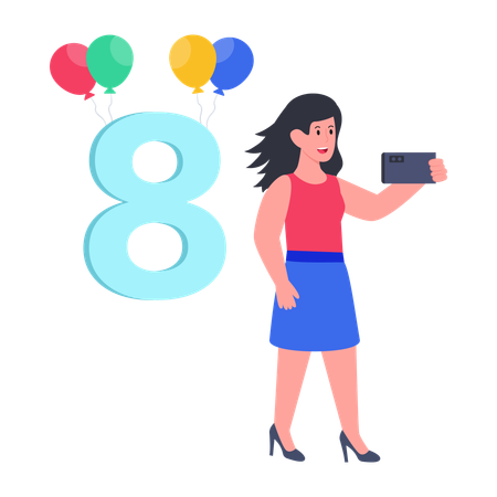 Girl taking selfie  Illustration