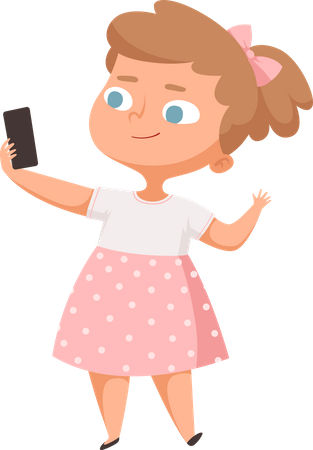 Girl taking selfie on mobile  Illustration