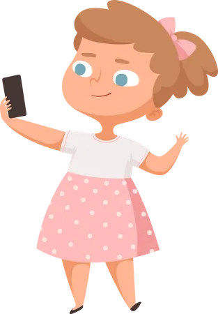 Girl taking selfie on mobile  Illustration