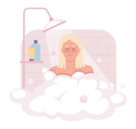 Girl Taking shower after waking up  Illustration