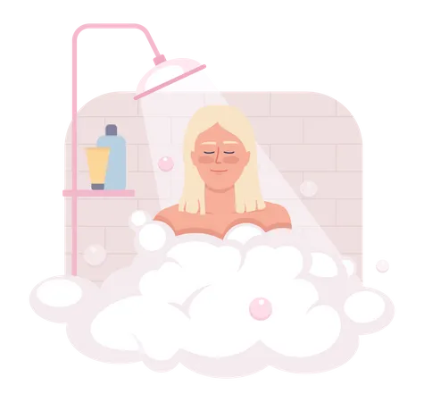 Girl Taking shower after waking up Illustration