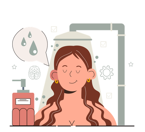 Girl taking shower  Illustration