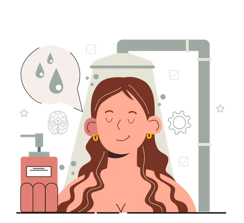 Girl taking shower  Illustration