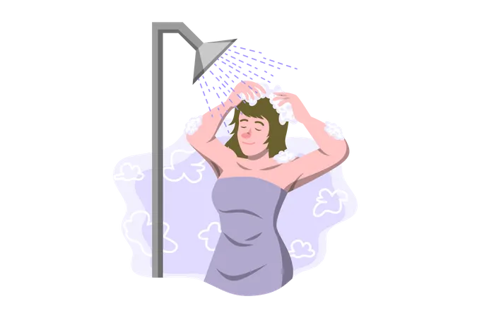 Girl taking shower  Illustration