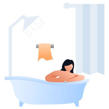 Girl taking Shower  Illustration