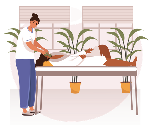 Girl taking spa  Illustration