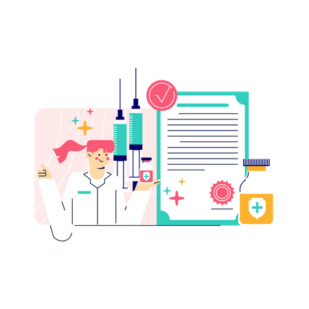 Girl taking vaccine  イラスト