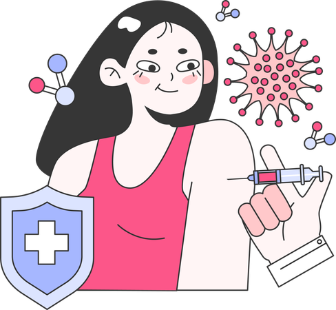 Girl taking vaccine on hand  Illustration