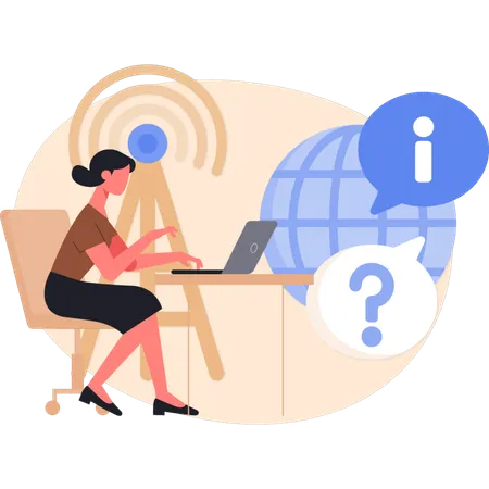 Girl taking with customer on laptop  Illustration