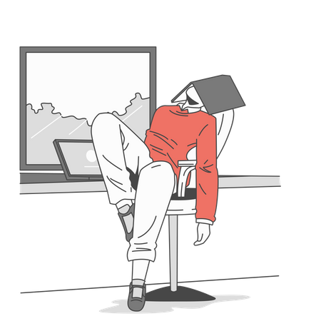 Girl taking work break  Illustration