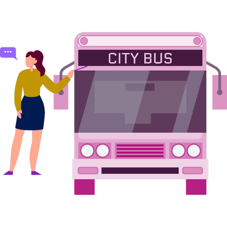 Girl talking about city bus  Illustration