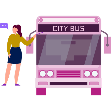 Girl talking about city bus  Illustration