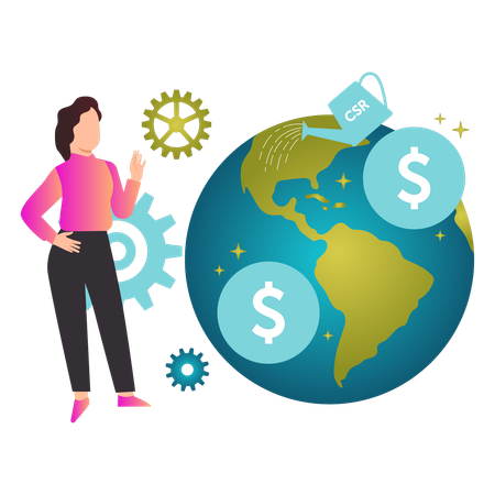 Girl talking about corporate social responsibility  Illustration