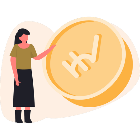 Girl talking about euro coin  Illustration