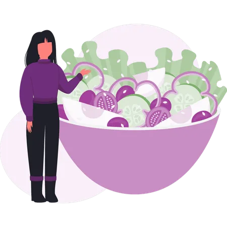 Girl  talking about healthy food  Illustration