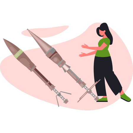 Girl talking about msiles  Illustration