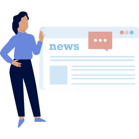 Girl talking about news domain  Illustration