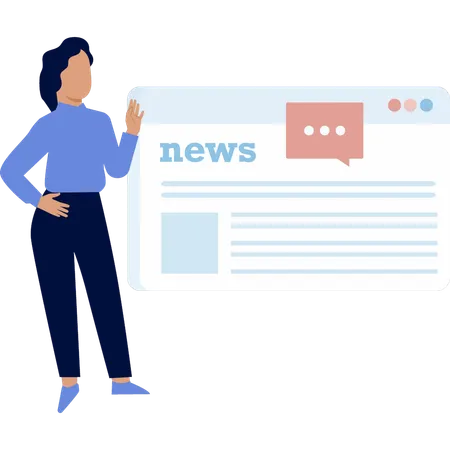 Girl talking about news domain  Illustration