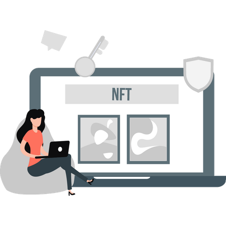 Girl talking about NFT technology  Illustration