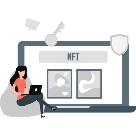 Girl talking about NFT technology  Illustration