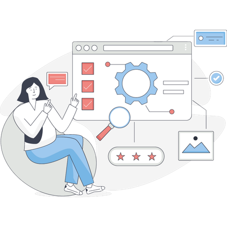 Girl talking about quality assurance  Illustration