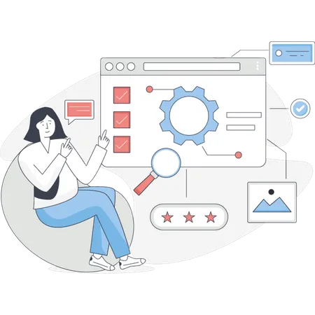 Girl talking about quality assurance  Illustration