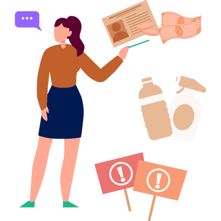 Girl talking about sanitizer to prevent virus  Illustration