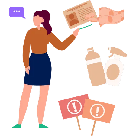 Girl talking about sanitizer to prevent virus  Illustration