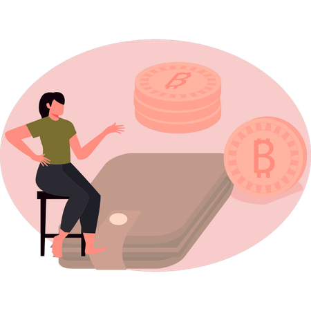 Girl talking about wallet money  Illustration