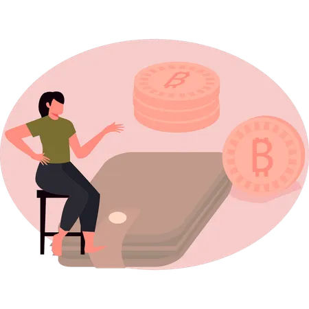 Girl talking about wallet money  Illustration