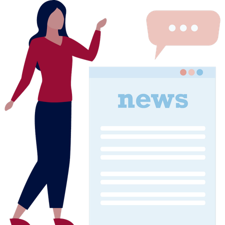 Girl talking about website news  Illustration