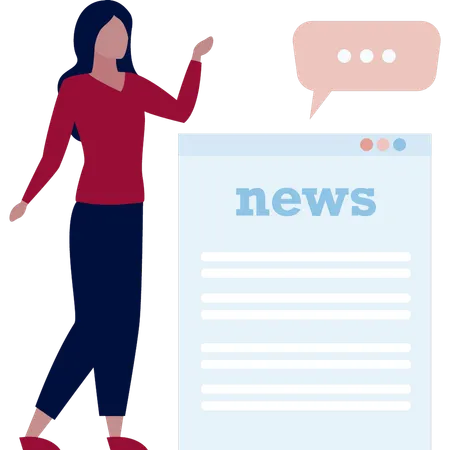 Girl talking about website news  Illustration