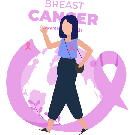 Girl talking about world breast cancer awareness day  Illustration